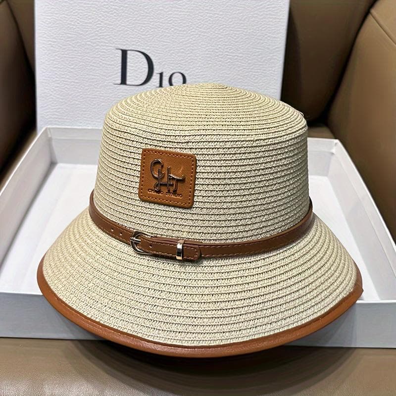 Women's Summer Sun Protection Breathable Straw Bucket Hat, Vintage Style Versatile Casual Fisherman Cap, Sun Hat