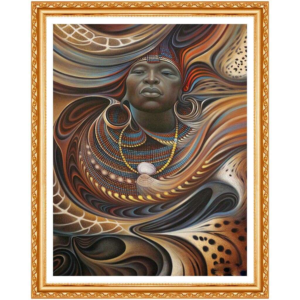 Home Decor Diy Diamond Painting Cross Stitch African Women Diamond Embroidery Round Diamond Pictures 20X30CM