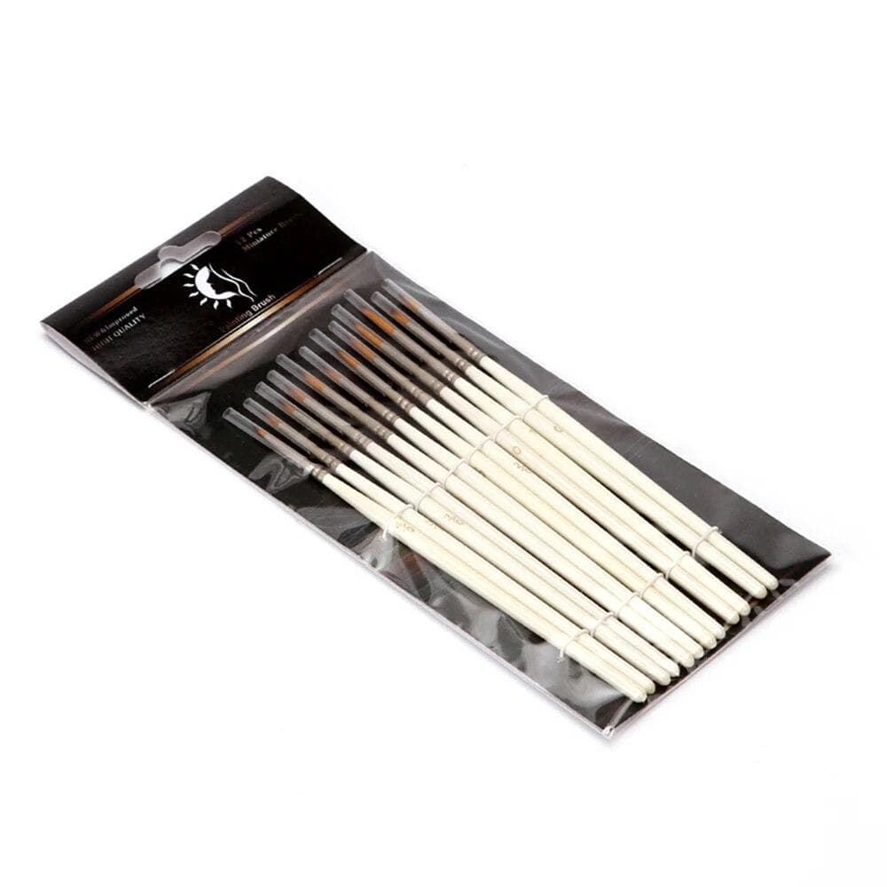 12Pcs Detail Paint Brush Set Miniature Nylon Hair Paintbrushes for Fine Detailing Acrylic/ Watercolor/ Gouache/ Pigment 12PCS