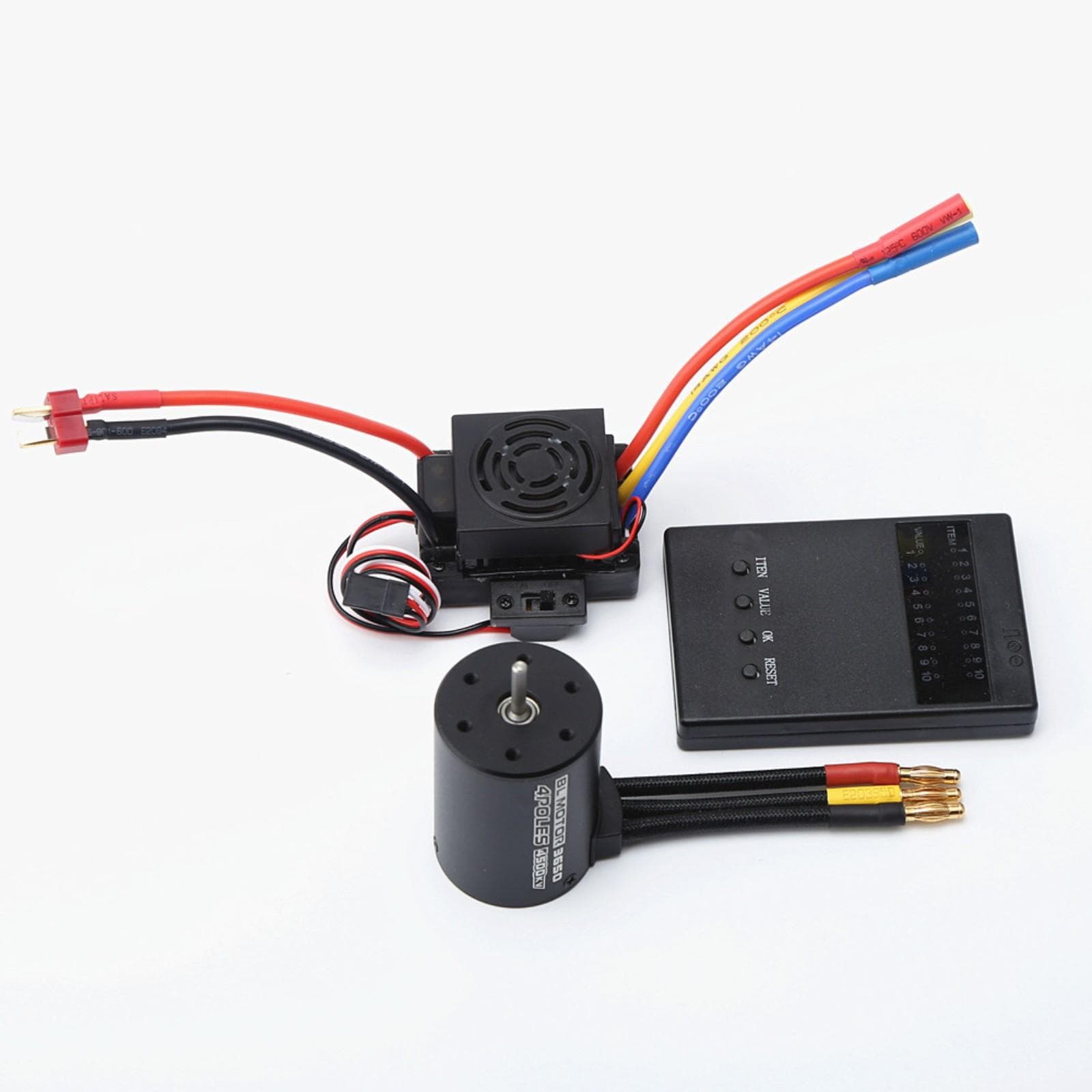3650 4500KV Brushless Motor with 60A ESC & Programmer Card Combo Replacement for HSP HPI Wltoys 4500KV black