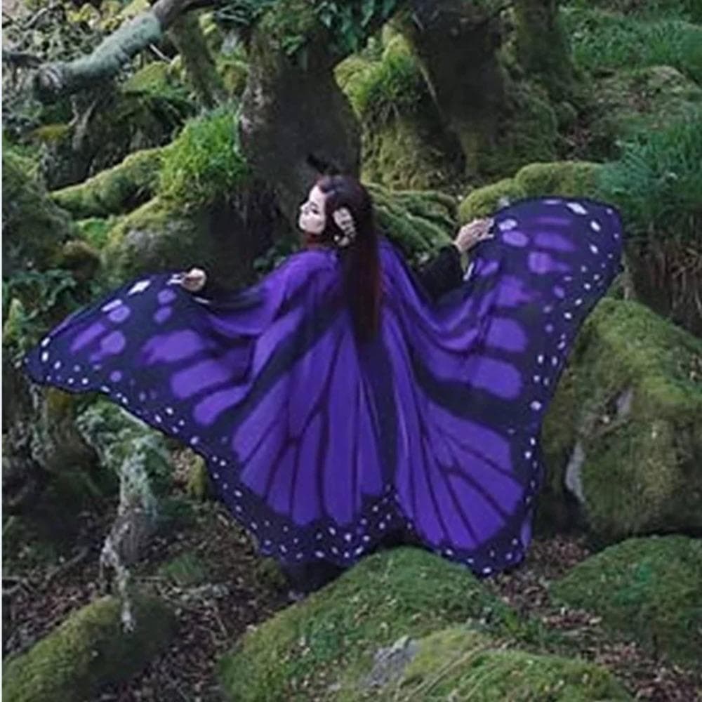 Party Butterfly Cape Halloween Butterfly Cosplay Costumes Funny Butterfly Peacock Shawl Spring purple