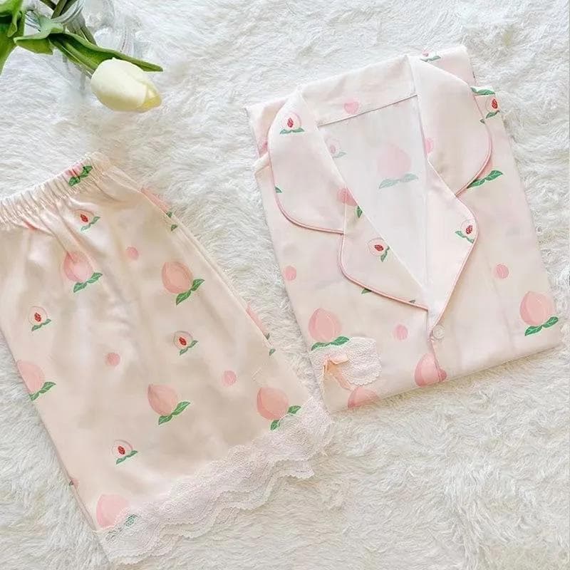 Patchwork Pink Sexy Two Piece Pajama Set Summer Women's V-Neck Top and Shorts Set Fashion Women's Pajama Set Home Clothes XL