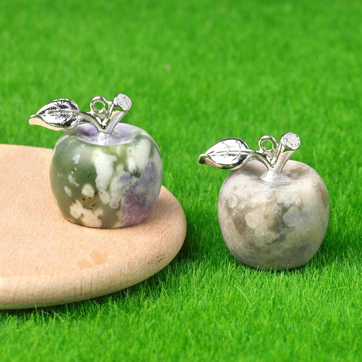 1Pc Small Natural Stone Apple Shape Pendants Reiki Healing Crystal Rose Quartz Opal Amethyst Agate Gemstone Charms for DIY Jewelry 16x20mm 16x20mm