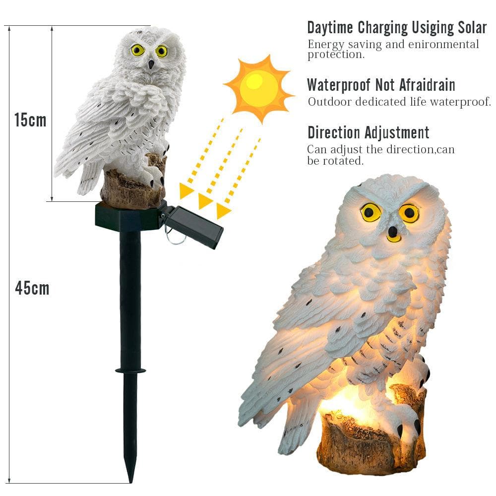Decorative Solar Lights (Garden, Driveway, Yard, Park, Garden Lighting) Owl Figure Statue white