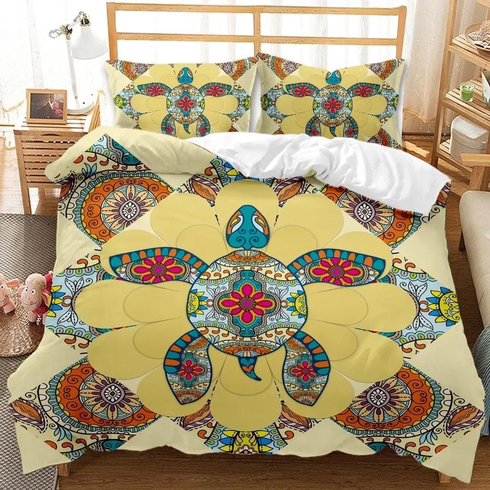 Bohemian Elephant Mandala Pattern Bedding Set Boho Duvet Cover Queen King Size Quitl Cover Polyester Comforter Cover 70x133cm 2pcs