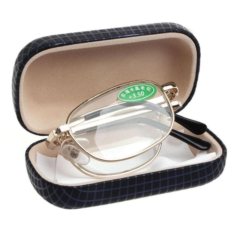 Foldable Metal Full Frame Reading Glasses Case Eyeglass +1.00 To +4.00 1Set +3.50