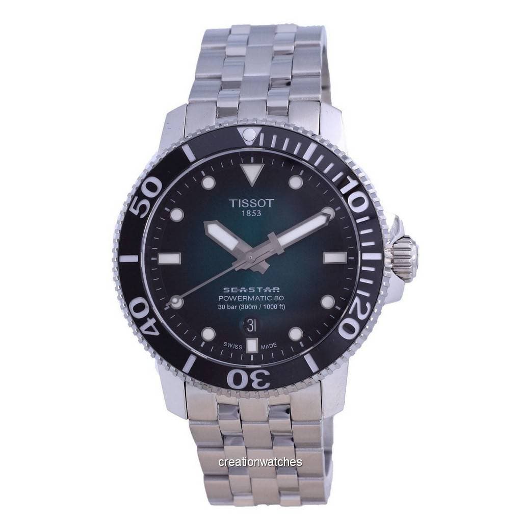 Tissot T-Sport Seastar 1000 Powermatic 80 Diver's Automatic T120.407.11.091.01 T1204071109101 300M Men's Watch green