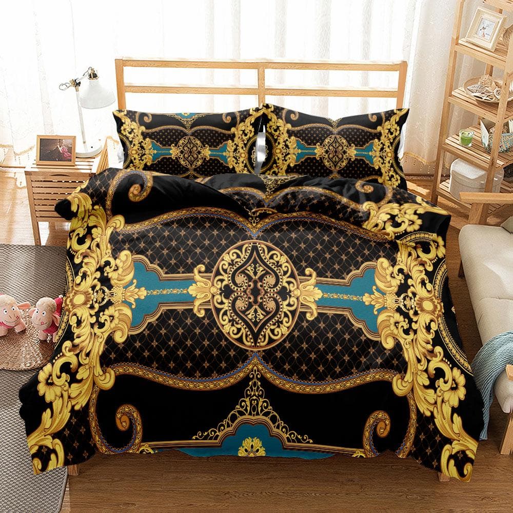 Seamless Chains Baroque Pattern Bohemian Bedding Set Small Single Twin Double Queen King Cal King Size Bed Linen Set 155x215cm 3pcs
