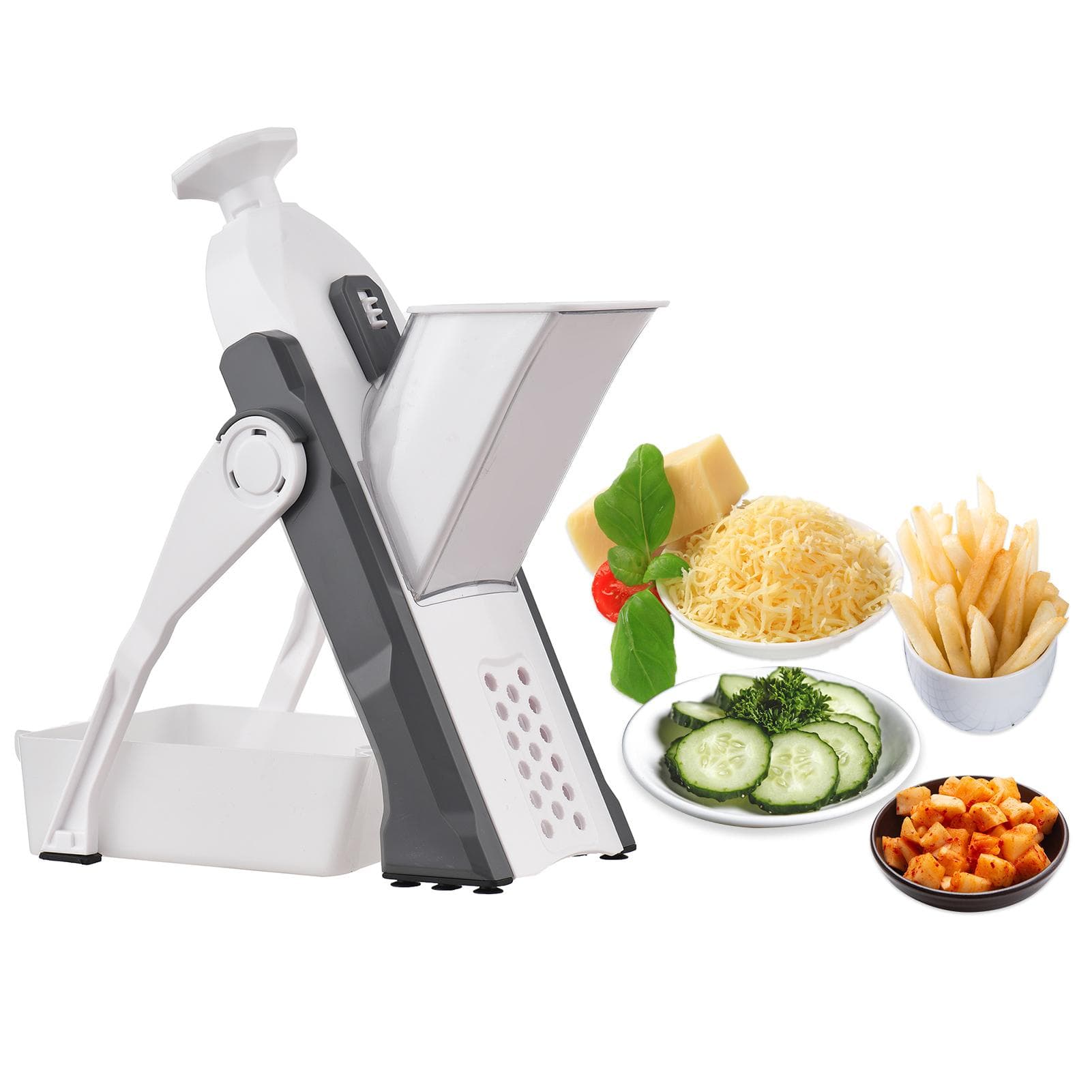 Safe Vegetable Cutter for Kitchen Adjustable Vegetable Mandoline Slicer Chopper for Potatos Onion grey
