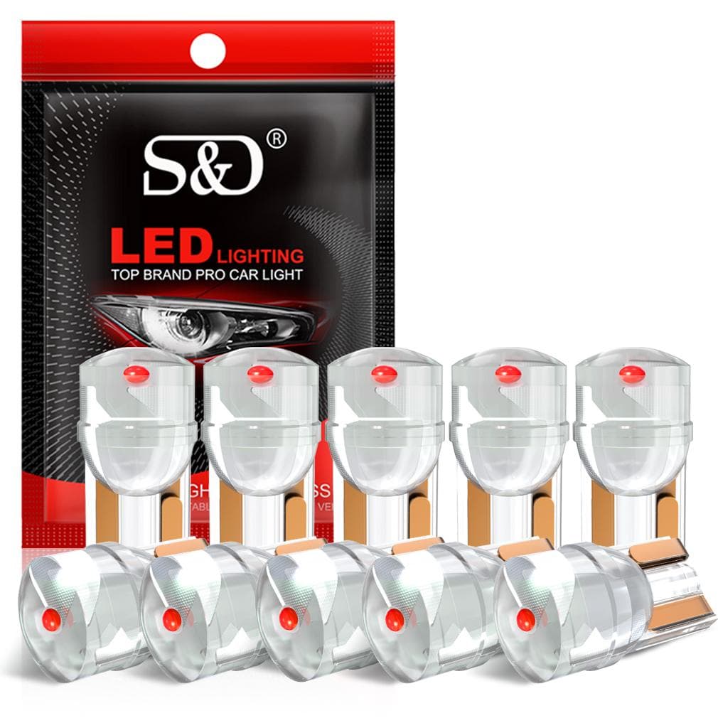 10Pcs Clear T10 W5W New Super Bright COB LED Bulbs Car Parking Lights WY5W 168 501 2825 Auto Wedge Side Marker Interior Reading Dome Lamp 6000K White red