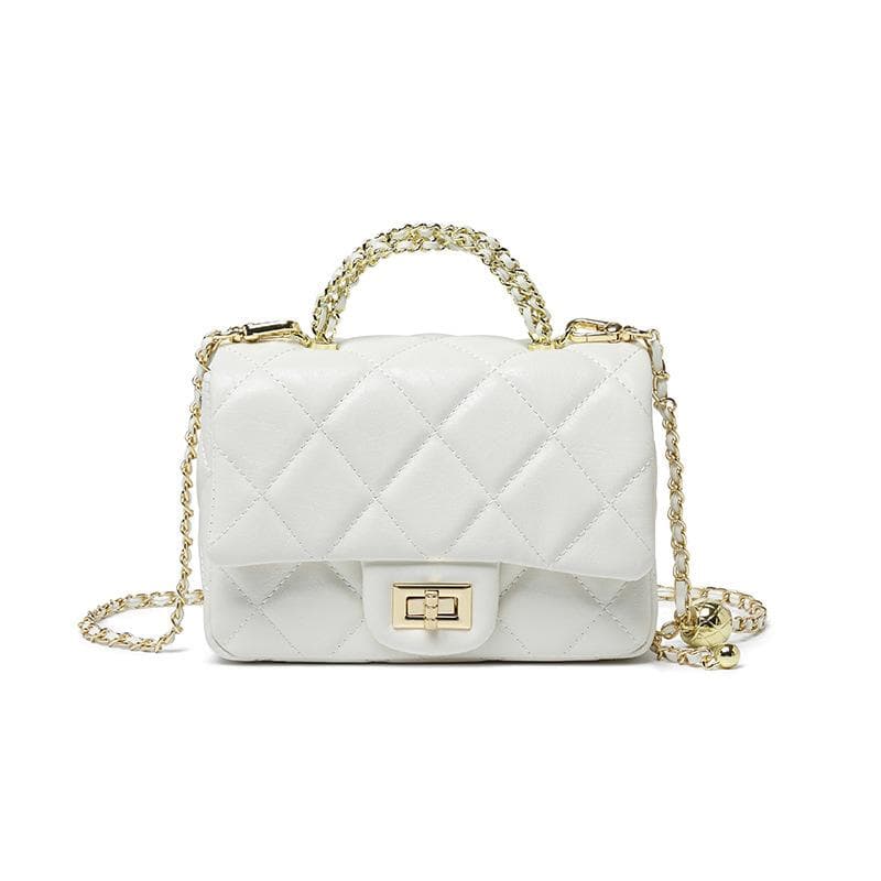 Bag Fashion Diamond Lattice Chain Women's Bag Crossbody Bag Fashion Everything Autumn and Winter Chain Bag Small Shoulder Bag white