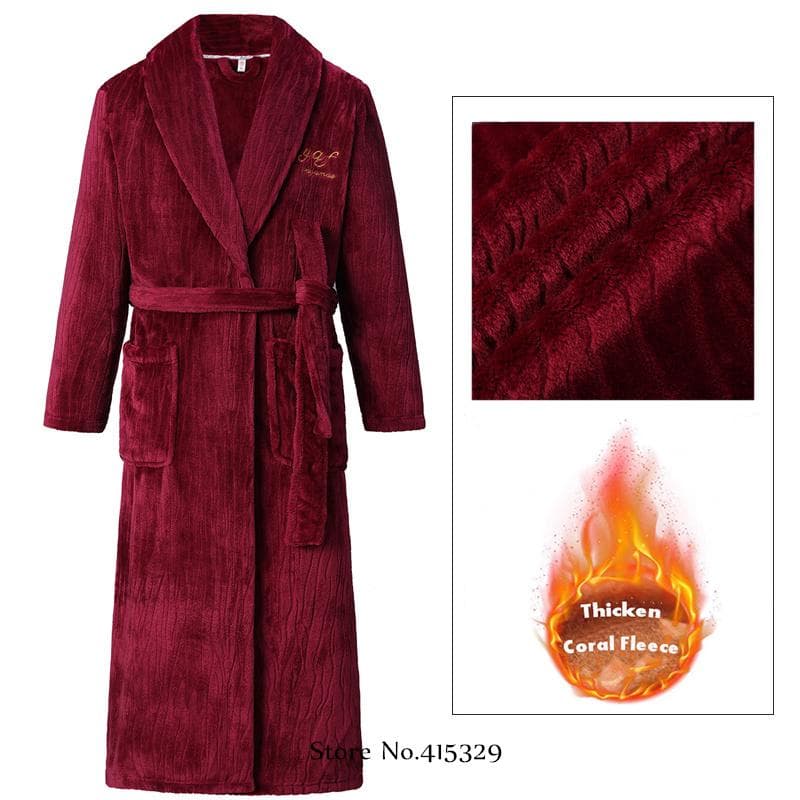 Coral Velvet Bathrobe Shower Kimono Robe Winter New Men's Home Wear Loose Thickened Pajamas 3XL