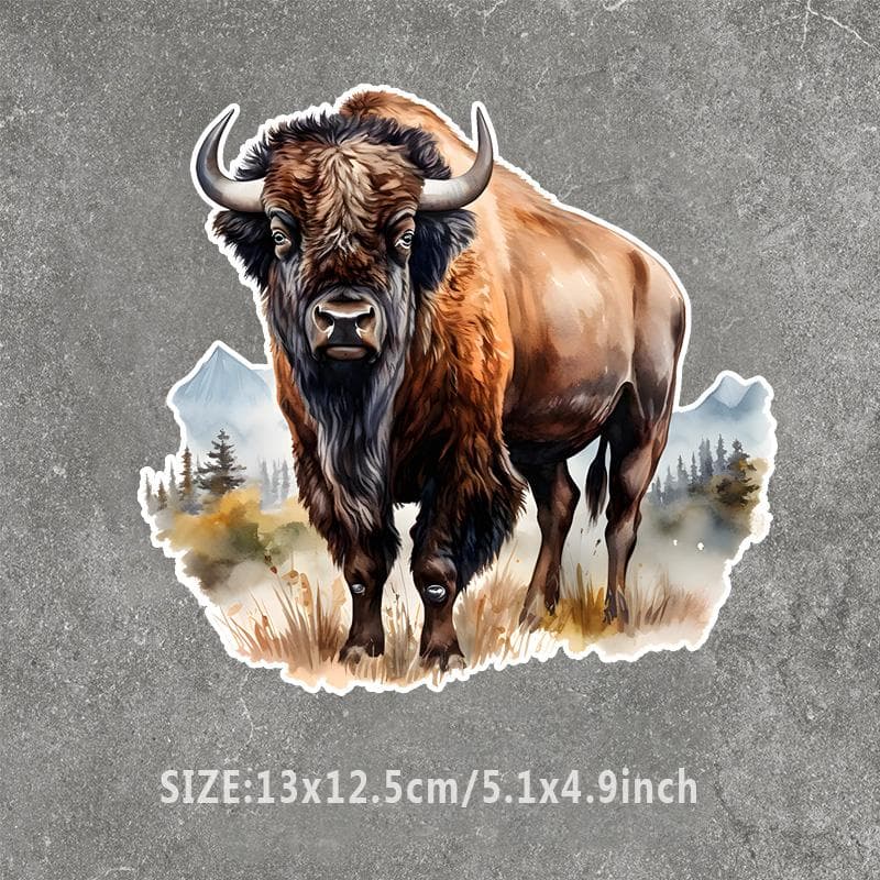 Bison Watercolor Sticker Car Bumper Window Stickers For Car Truck Van Fashion Decals Vinyl Material Stickers