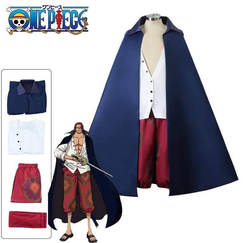 One Piece Shanks Cosplay Costume Cloak Outfit Xmas Carnival Role Play Kids Adult 150