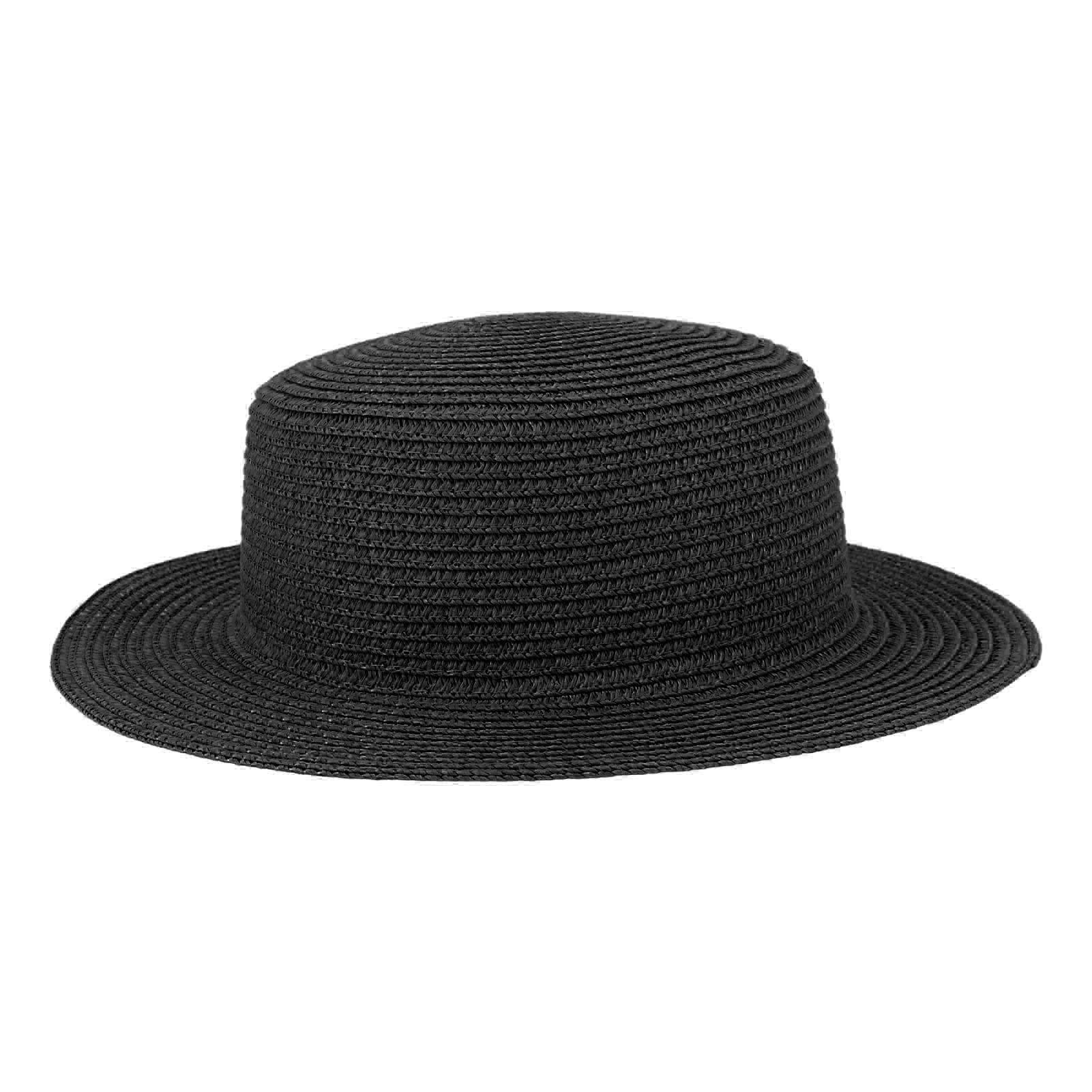 Men Women Straw Hat Travel Beach Sun Block Hat Summer Wide Brim Straw Hat UPF 50+ Black