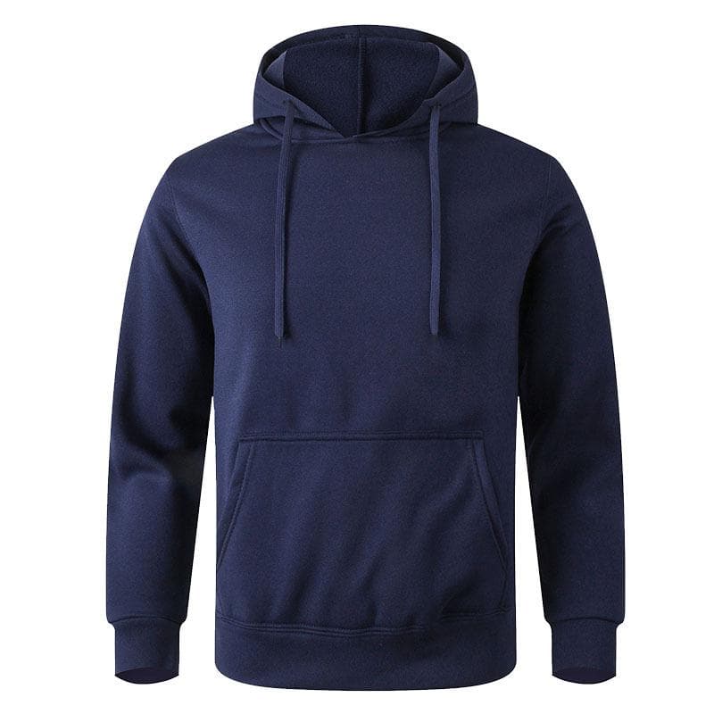 Men's Casual Hoodies Fleece Hip Hop Solid Pullover Sweatshirt Men Sportswear Clothing Sweatshirt Men's Clothing S navy blue