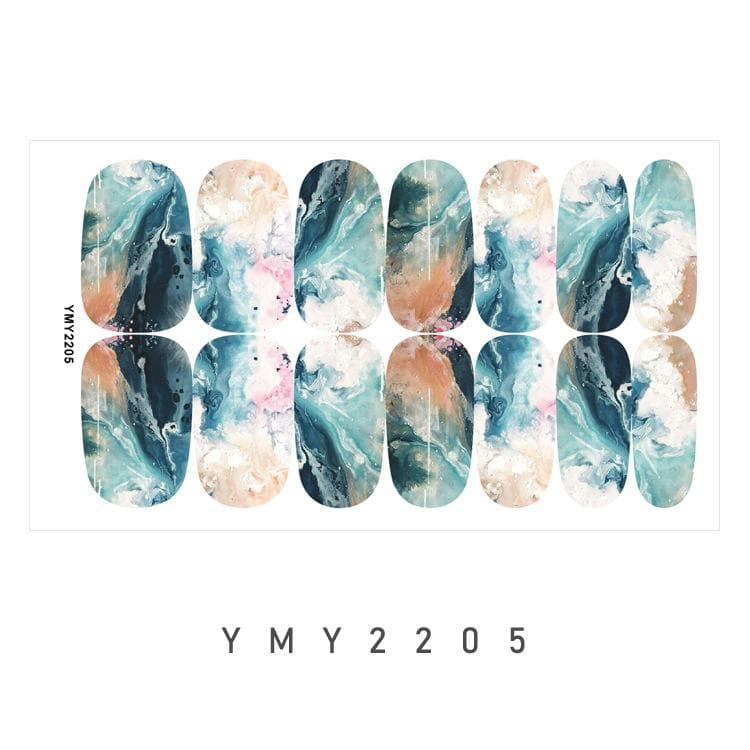 Baking Free Nail Art Accessories Marble Smudge Pattern Starry Nail Sticker Laser Nail Sticker Manicure Decals YMY2205