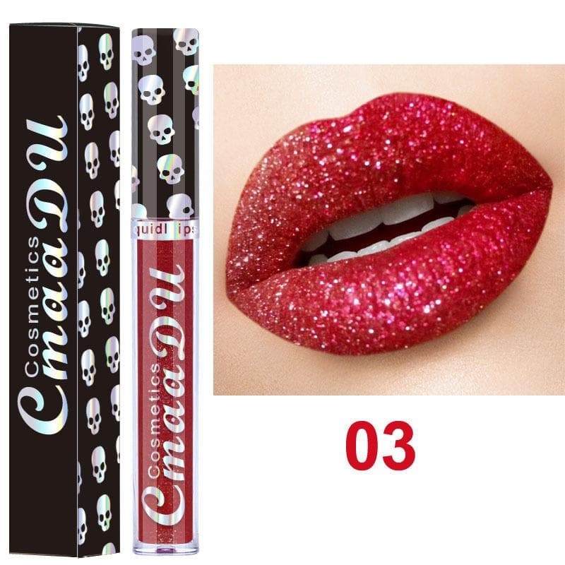 8 Color Matte Lip Gloss Sexy Skull Lipstick Set Skull Head Long Lasting Waterproof Velvet Lip Gloss Liquid Lipstick 03