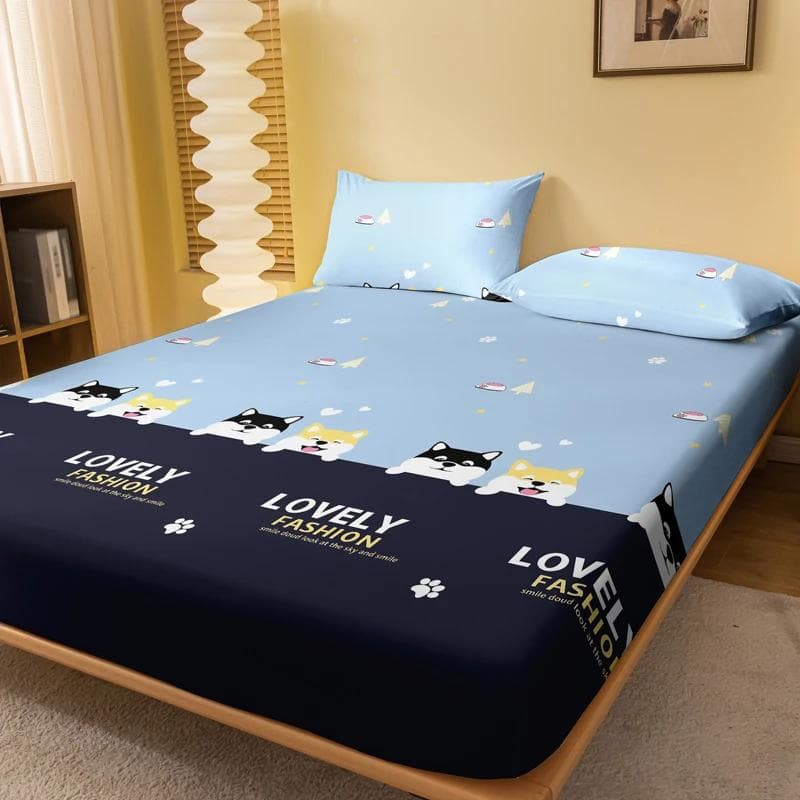 1 Simple Modern Cute Animal Dog Printed Matte Bed Sheet, Bedroom Printed Bed Cover, Bedding (Excluding Pillowcases) 71x132cm