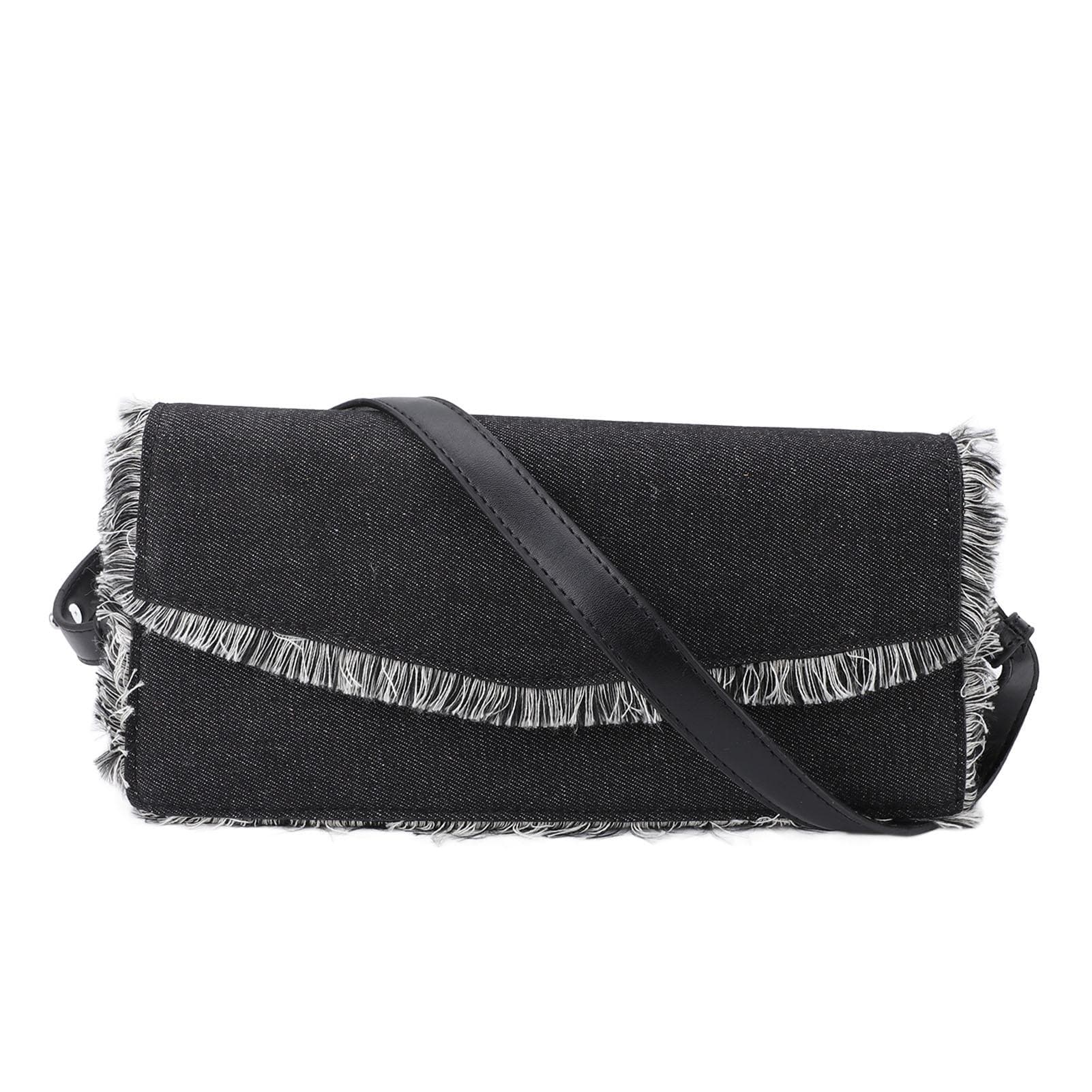 Underarm Bag Simple Stylish Shoulder Bag Ample Storage Space Fringe Handbag for Daily Outings Black black