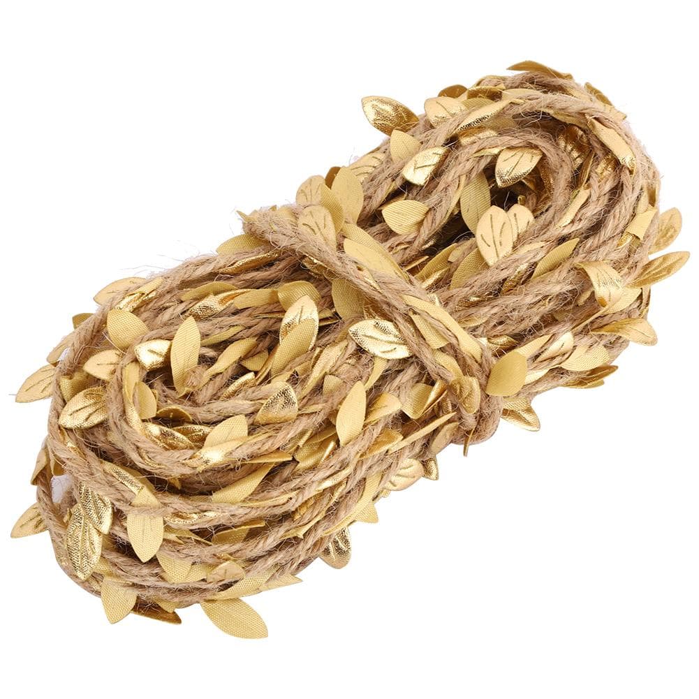 10m Artificial Leaf Rope Vine Garland Weaving Hemp DIY Home Craft Wedding Party DecorGolden gold