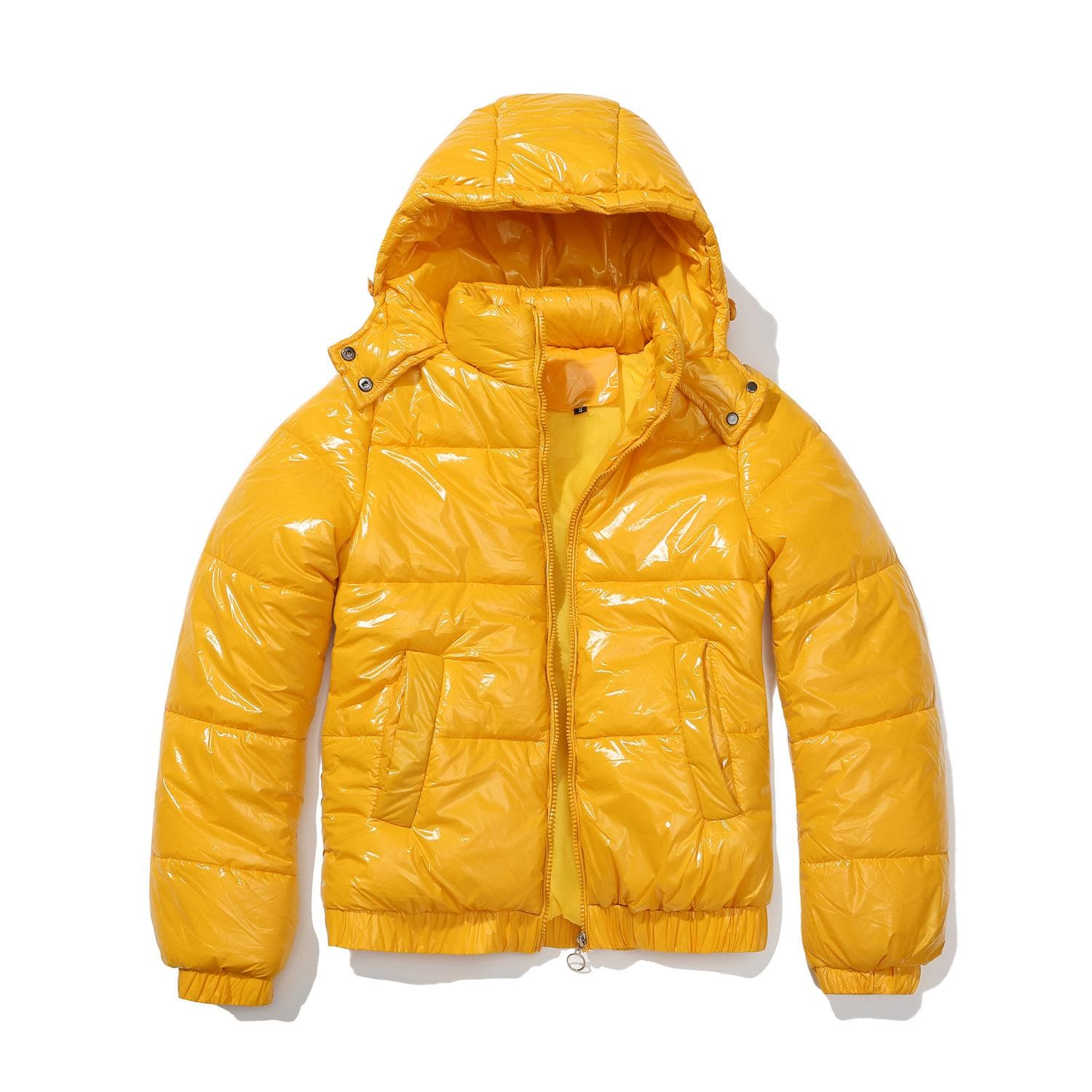 New Hooded Cotton Jacket 20D Film Coated Anti Splash European and American Fashion Jacket Long Sleeved Glossy Cotton Jacket for Women S