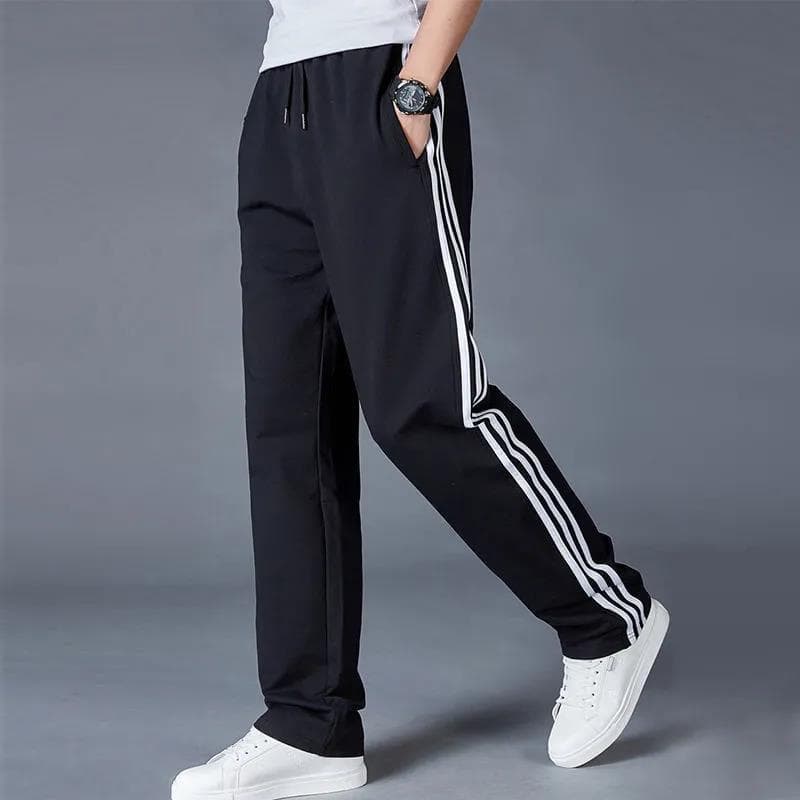 Spring and Autumn Sports Pants Men's Straight Loose Striped Casual Pants Plus Size All-match Trousers 4XL