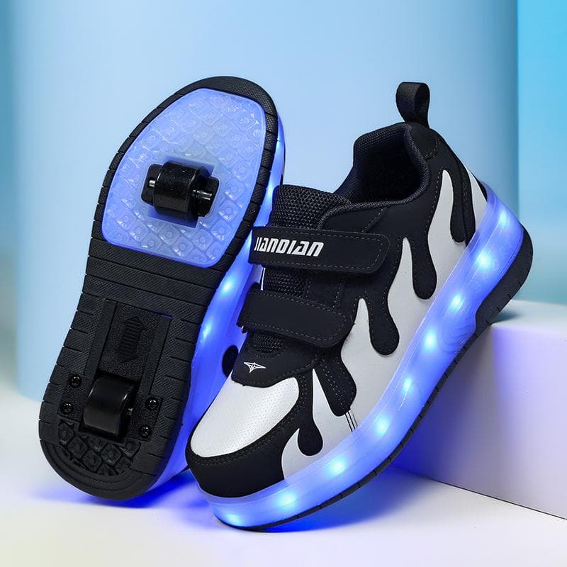 Runaway Shoes Students Boys Girls Adult Roller Skates LED Charging Light Shoes with Wheels 42