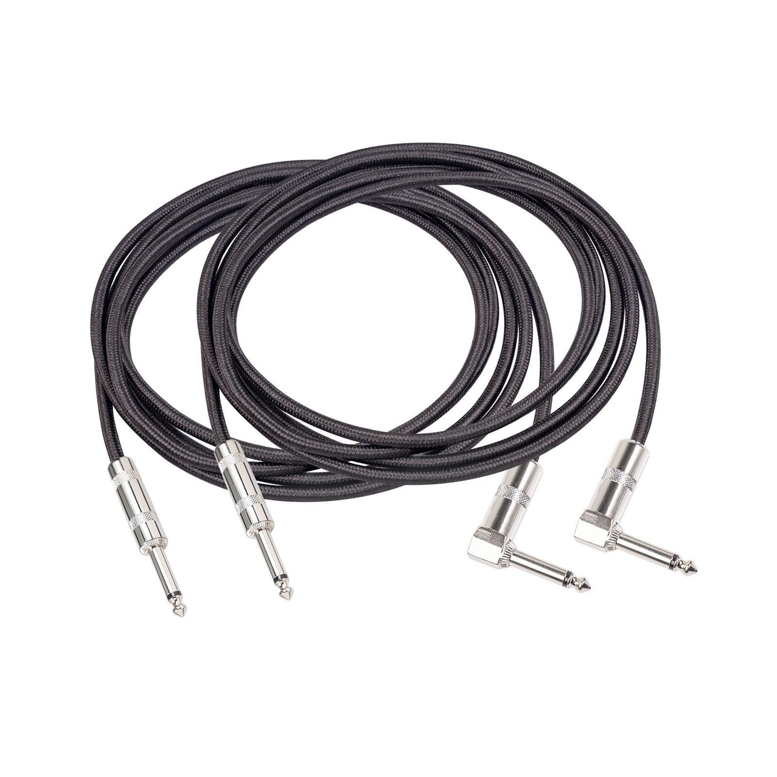 2pcs 3.0-meter 9.8ft Guitar Cable Right Angle 1/4 Inch TS Mono Double Shielded 22AWG Oxygen-Free black
