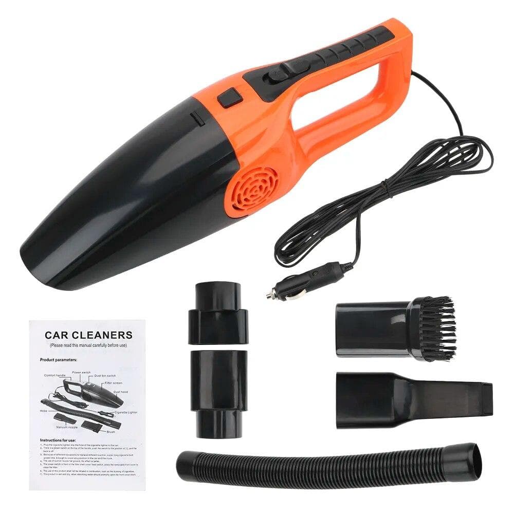 New 12V 120W Car Vacuum Cleaner Wired Handheld High Suction Wet and Dry Seat Dashboard Cleaning Car Accessories Interior orange