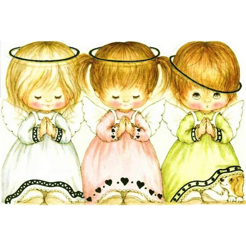 5D DIY Diamond Embroidery Three Lovely Angels Diamond Painting Picture Diamond Mosaic Cross Stitch 20X30CM