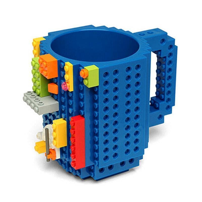 Personalized Creative Building Block Assembly Cup Children's Educational Water Cup Drop-resistant Mug 301-400ml blue