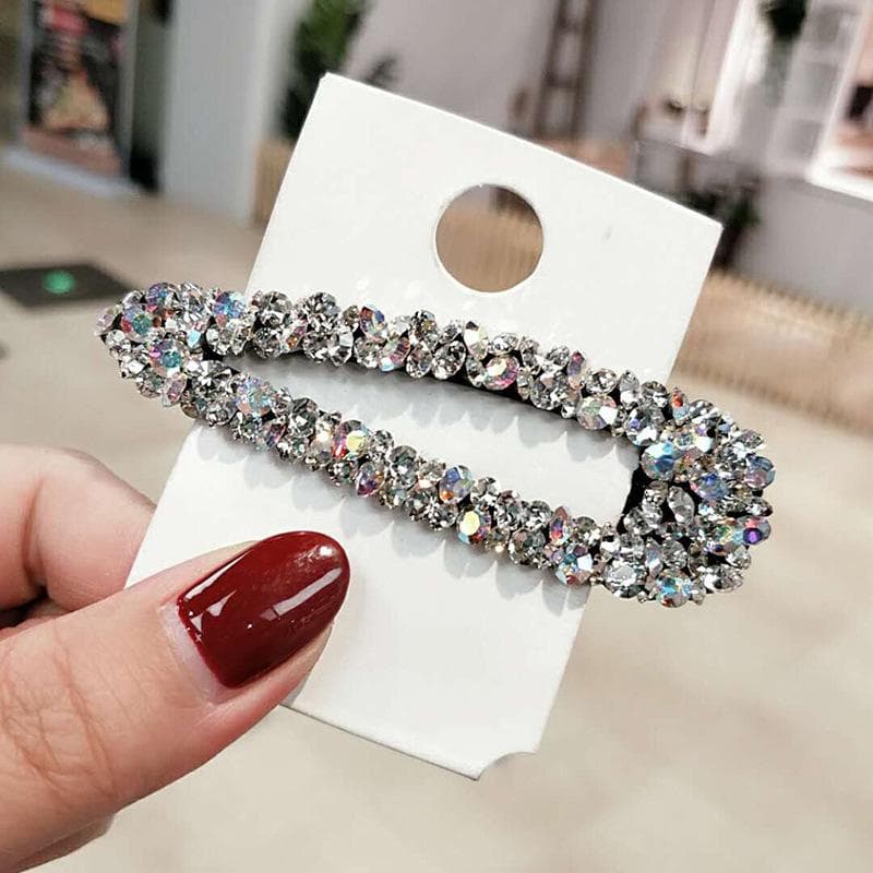 Colored Shiny Diamond Hollow Hair Clip Hair Accessories For Women Hairpin Headwear white