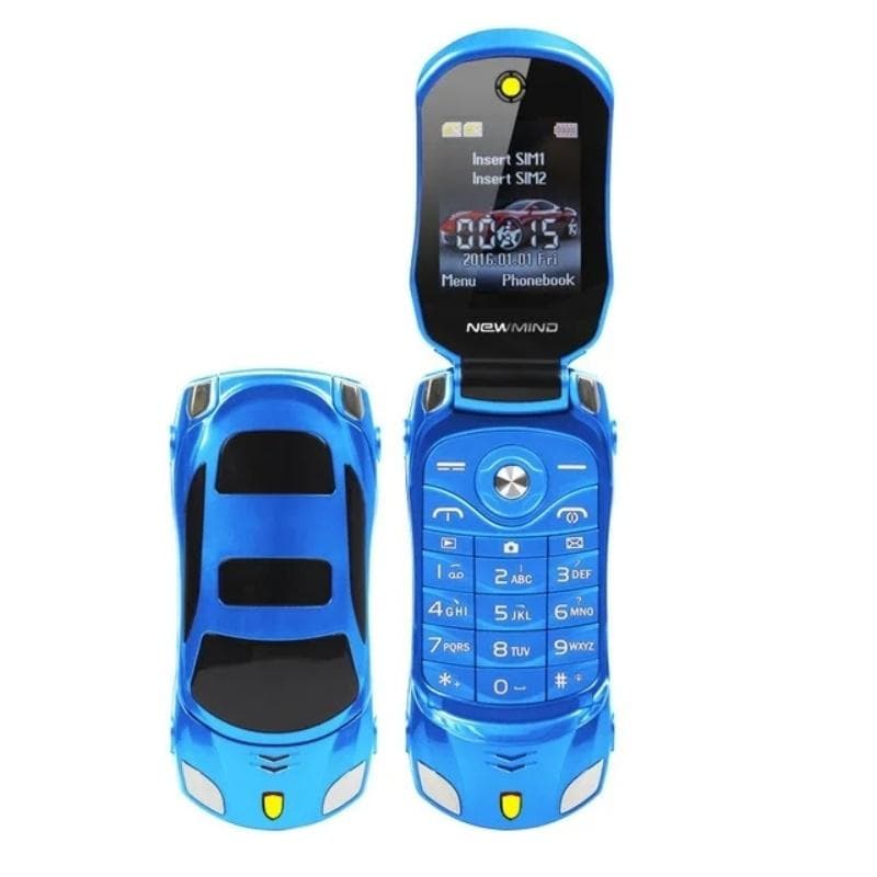Newmind F15 Unlocked Keyboard Flip Mobile Phone GSM 2G Dual SIM Card Mini Sport Car Model Cellphone Support Camera Flashlight blue