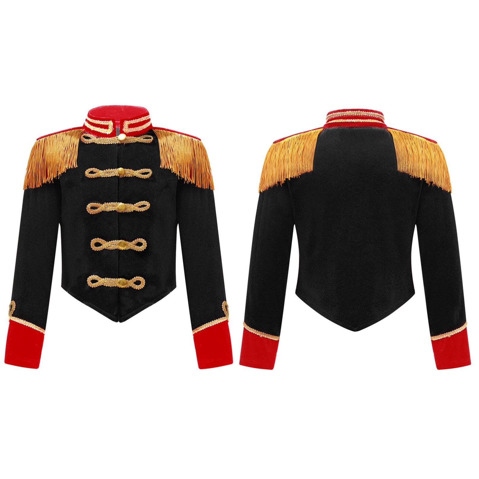 Kids Girls Fancy Circus Ringmaster Costume Stand Collar Tassel Jacket Ringleader Costume Cosplay 11-12 Years black