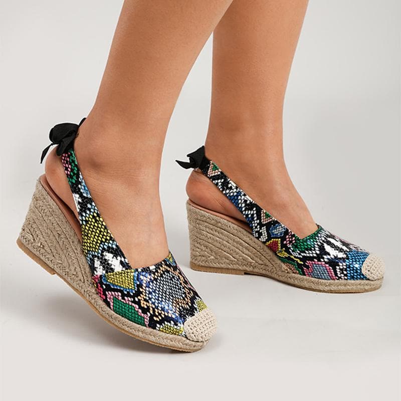 Fashion Women Wedges Sandals Slip On Closed Toe Platform Espadrille Sandals Female Serpentine Straw Bottom Summer Shoes Ladies Casual 39