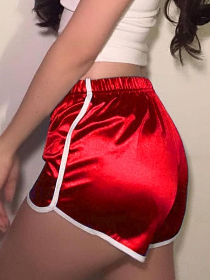 European & American Women's Silky Summer Yoga Shorts - Sexy, Casual Fit Hot Pants M red