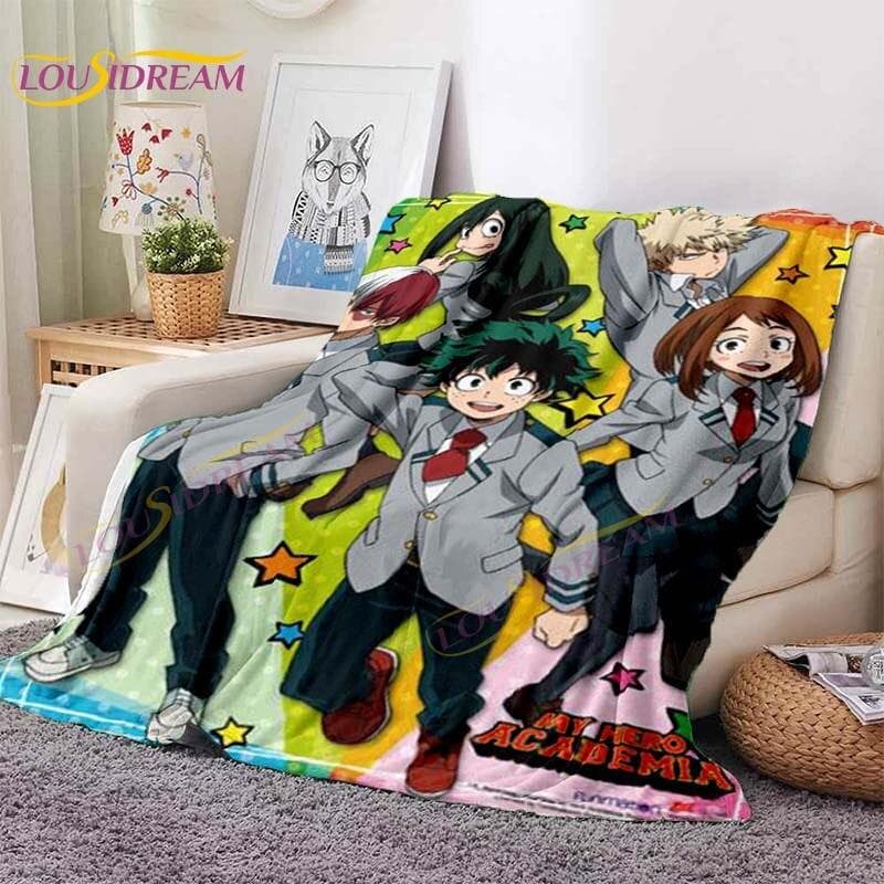 My Hero Academia Blanket Anime Blankets Midoriya Izuku Blankets Bed Sofa Lazy Soft Blanket Boys Girls Kids Gift Flannel Blankets 100x150cm