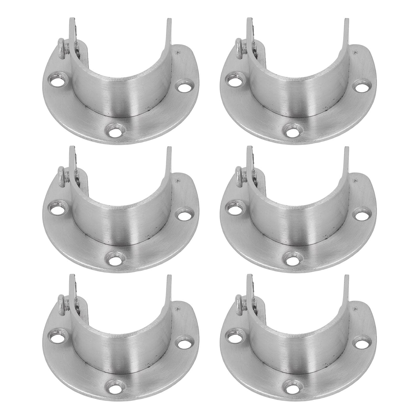 6 Sets 32mm Wardrobe Brackets Stainless Steel Heavy Duty U Shaped Closet Rod End Support with