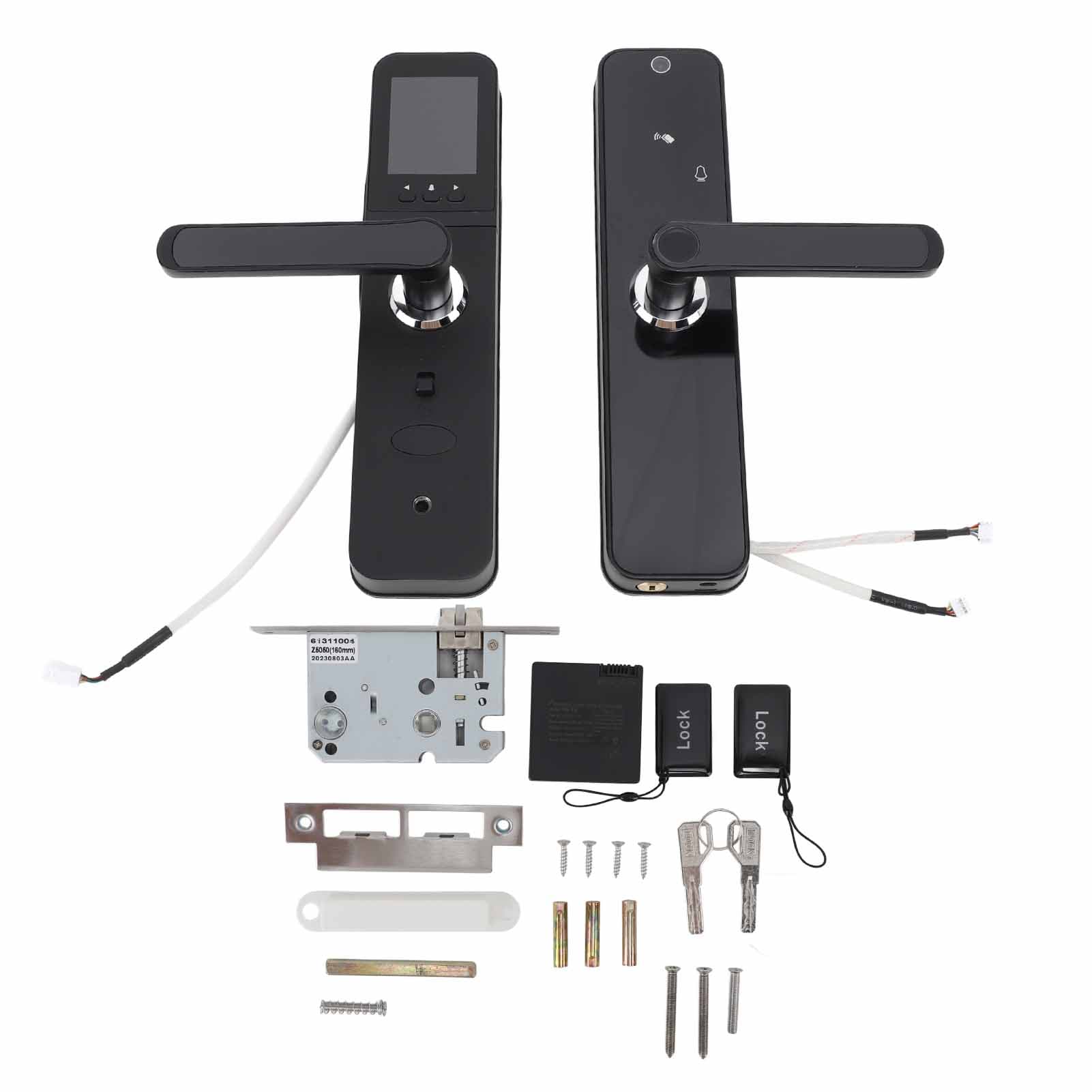 Face Recognition Smart Lock Wifi Remote Control Touch Screen Fingerprint Password Security Video black