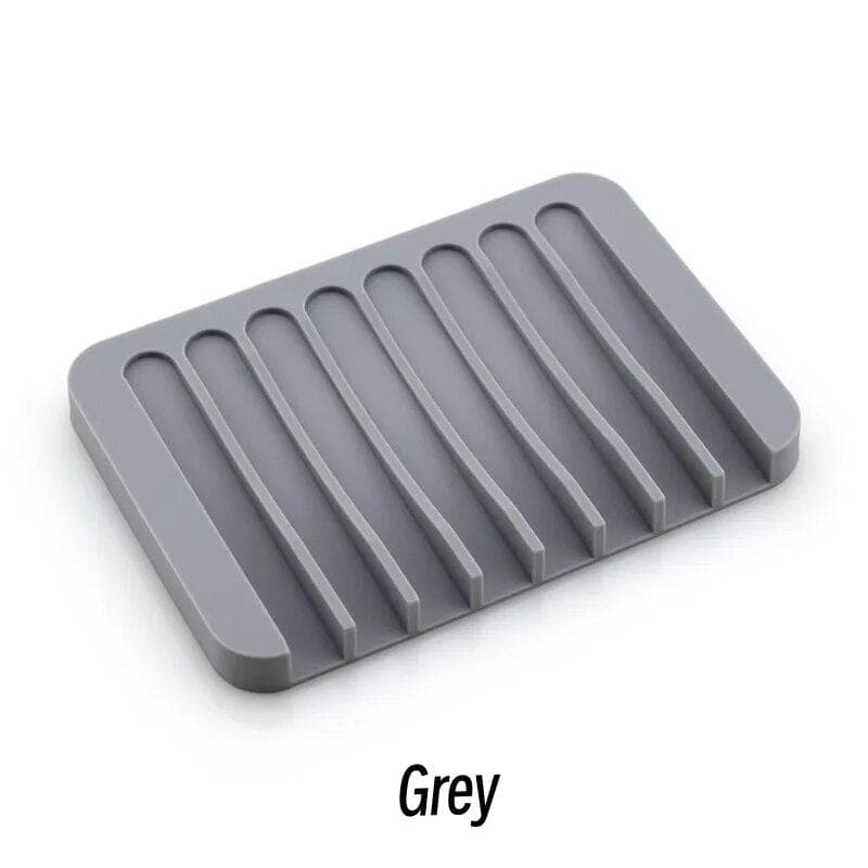 1-Pack Free Punch Soap Box Silicone Draining Soap Holder Creative Kitchen Bathroom Countertop Non-slip Shelf grey