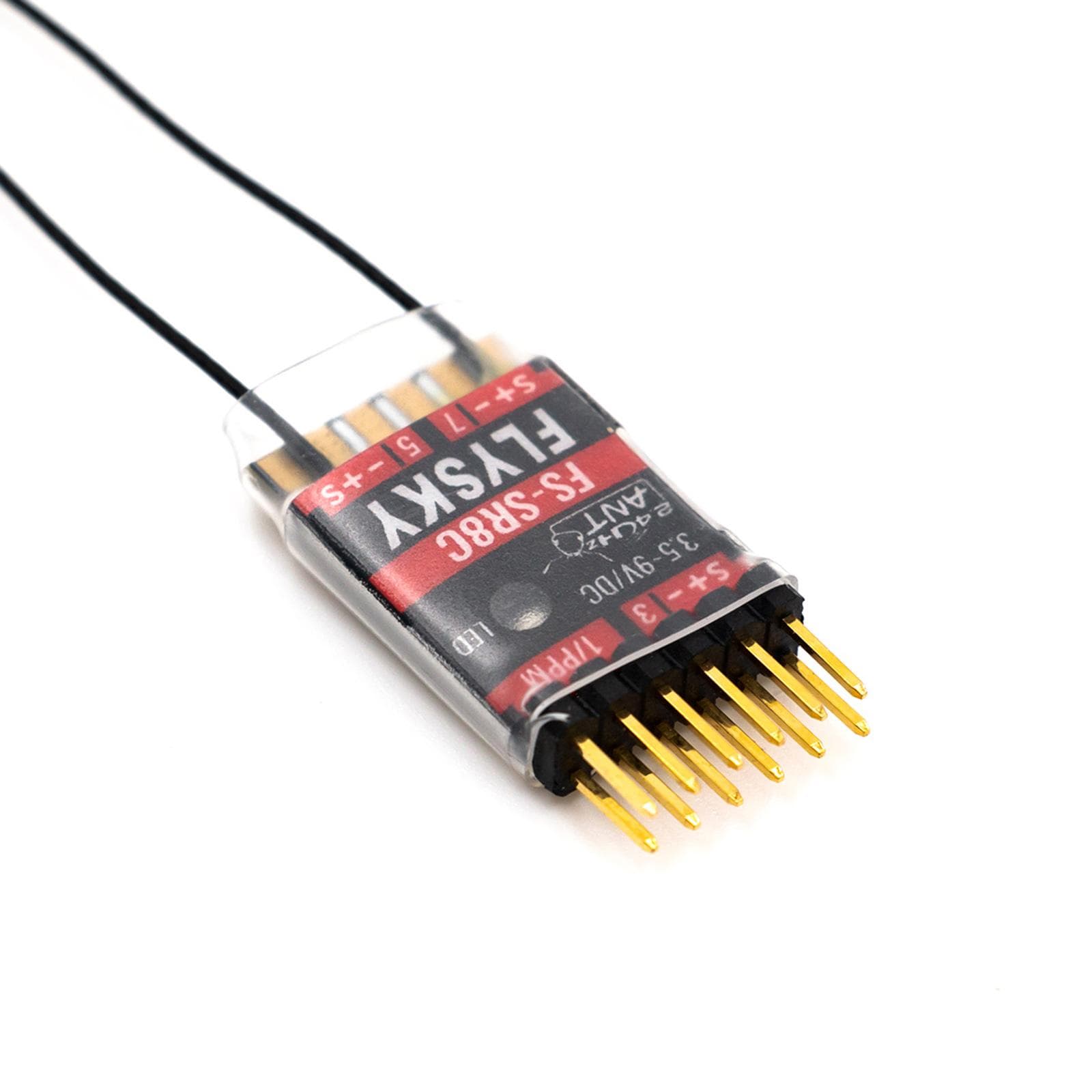 FLYSKY FS-SR8C Receiver 8 Channels 2.4G Receiver with Dual Antenna for Remote Control Fixed Wing black