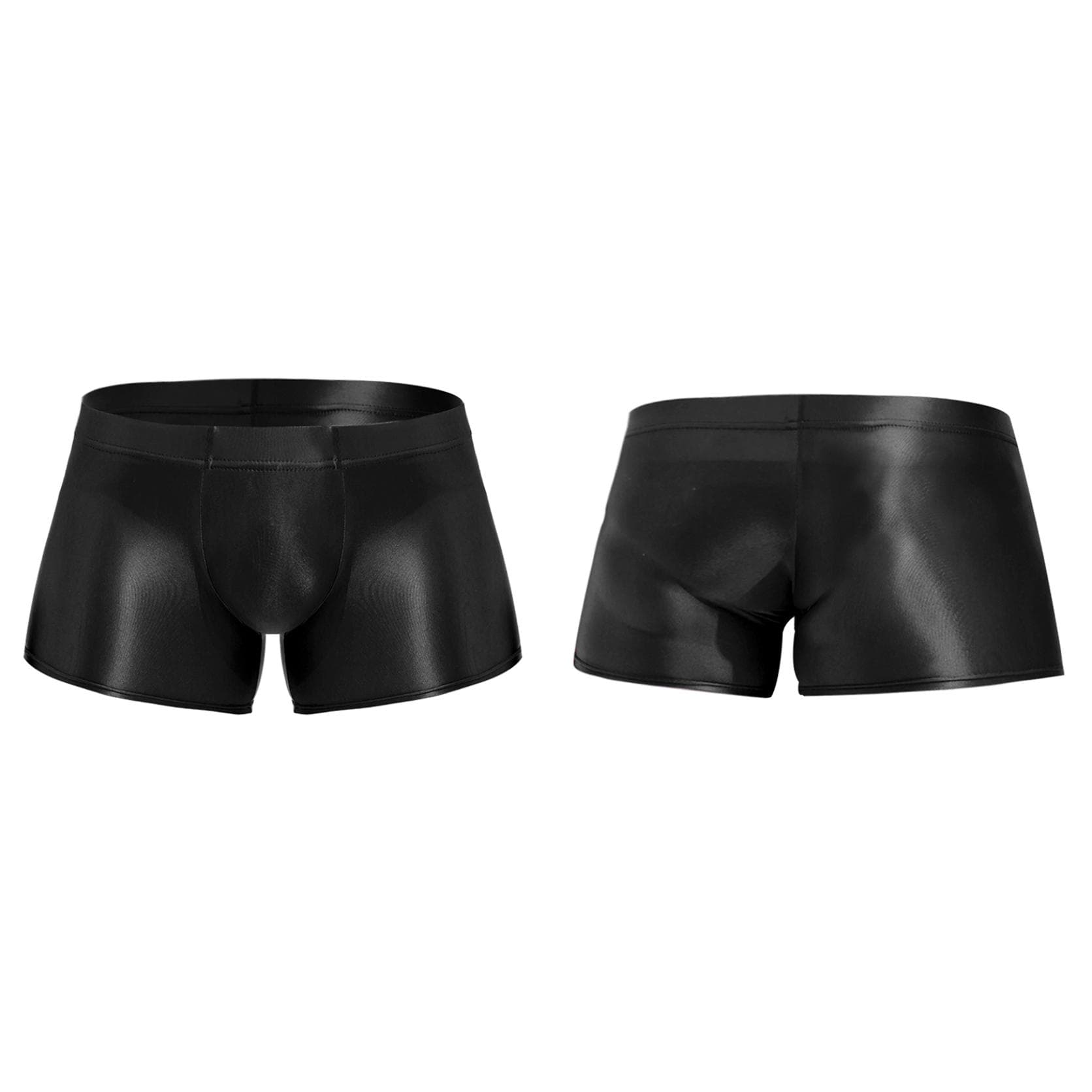 Men Low Rise Glossy Boxer Shorts Bottoms Swimwear Underwear Low Rise Underpants Swim Trunks XL black