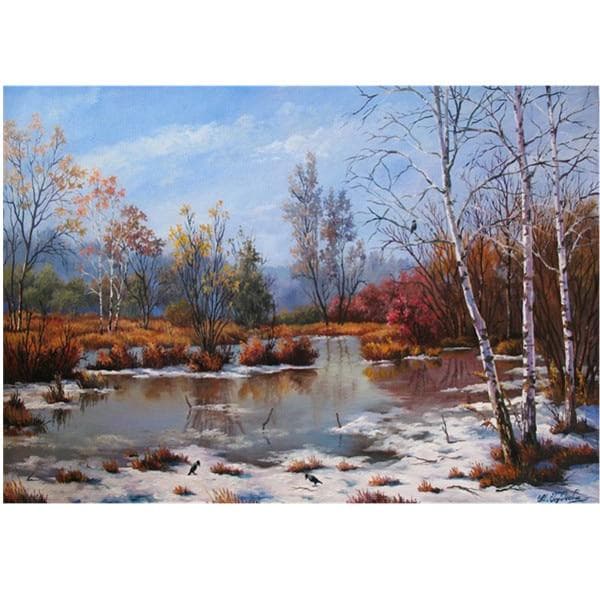 5D DIY Full Round Diamond Painting Landscape Set Embroidery Cross Stitch Mosaic Embroidery 20X30CM light blue