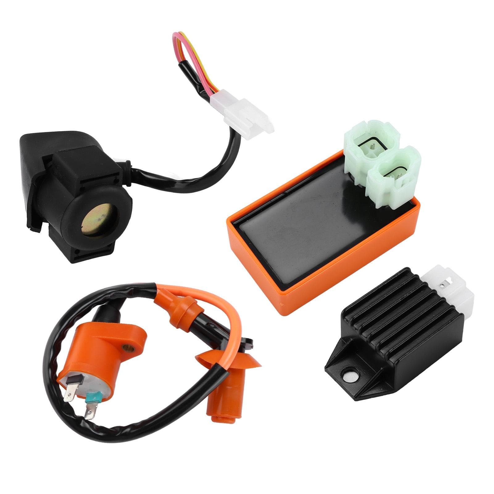 6Pin CDI Module Ignition Coil 4Pin Rectifier Starter Relay Solenoid for 4 Stroke 50cc 70cc 90cc