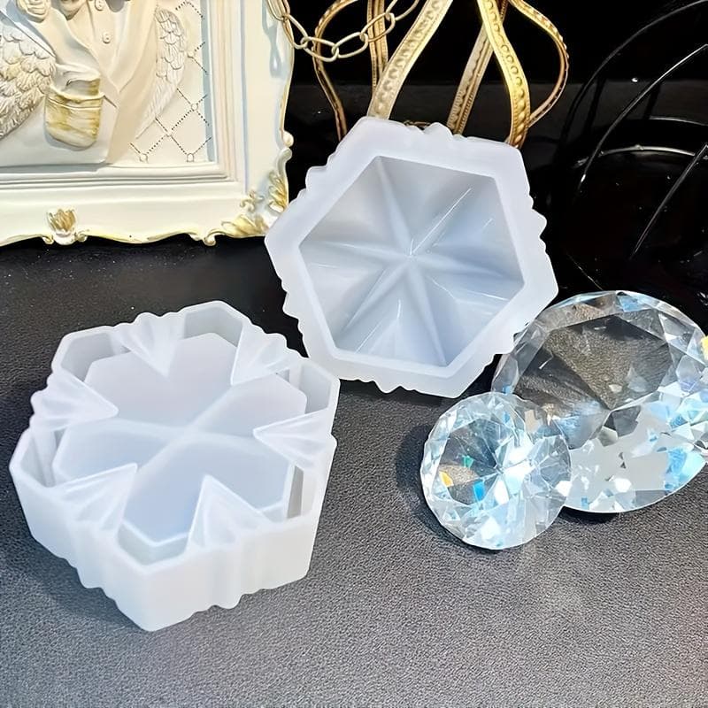 1 Set Snowflake Design Resin Mold Jewelry Box with Lid - Silicone Epoxy Casting Mold for DIY Crafts,Trinket Organizer, and Jewelry Display 1set