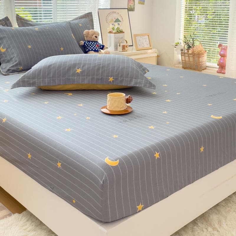 100%Cotton Bed Sheets Flower Printed Fitted Sheets For Bed Sábanas Para Camaqueen/King Bed Sheet Cotton(Without Pillowcase) Queen150x200x25cm1pc