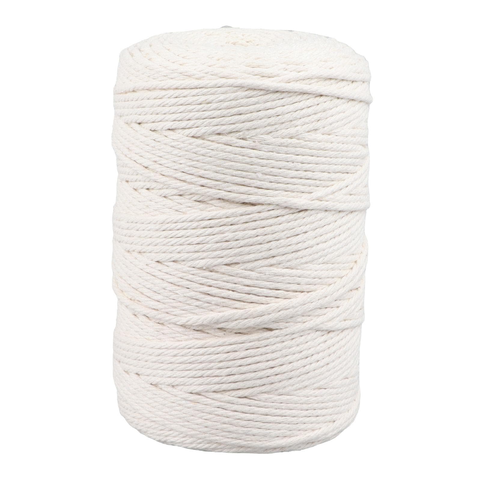Cotton Thread 3mm 273 Yards Long White Soft Durable Tear Resistant Crochet Yarn for Knitting Craft