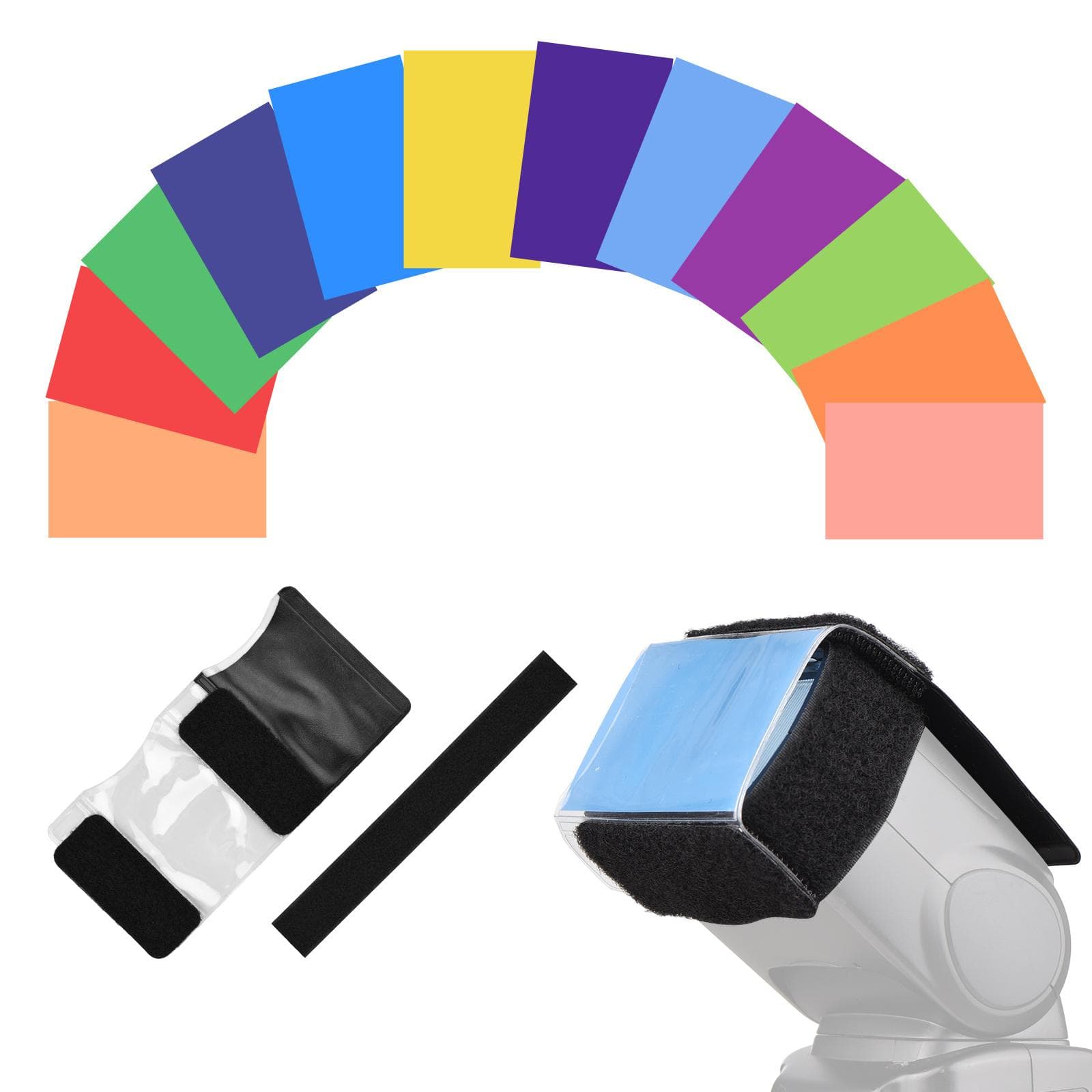 12pcs Universal Camera Flash Gels Lighting Filters Color Correction Filter Kit for Speedlight Easy multicolour