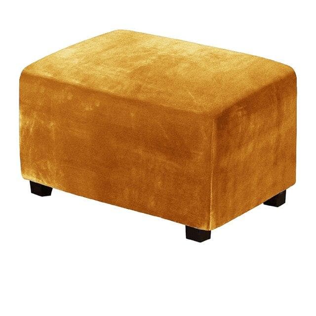 4 Sizes Velvet Durable Customized Stretch Footrest Ottoman Cover Folding Storage Stool Furniture Protector Rectangle Slipcover S camel
